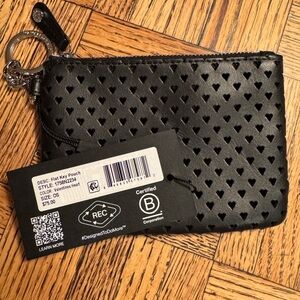 MZ Wallace Black Leather Perforated Heart Key Pouch NWT